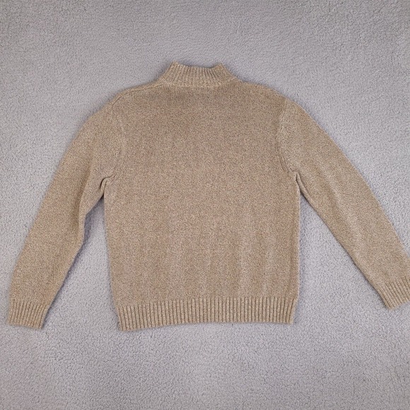 Chaps Sweater Mens Large Brown Mock Neck 1/4 Button Cotton Pullover - Picture 13 of 15